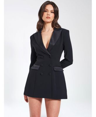 Women Calista Black Stretch Crepe Blazer Dress