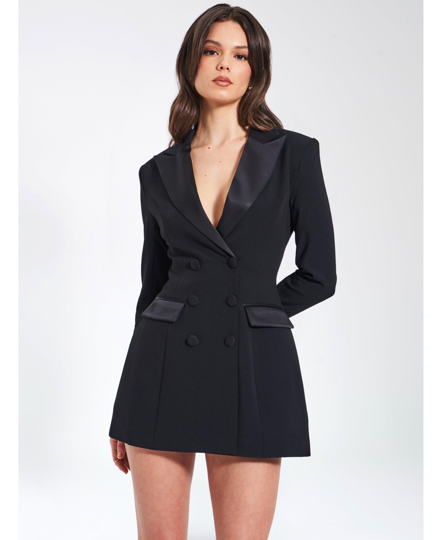 Women Calista Black Stretch Crepe Blazer Dress