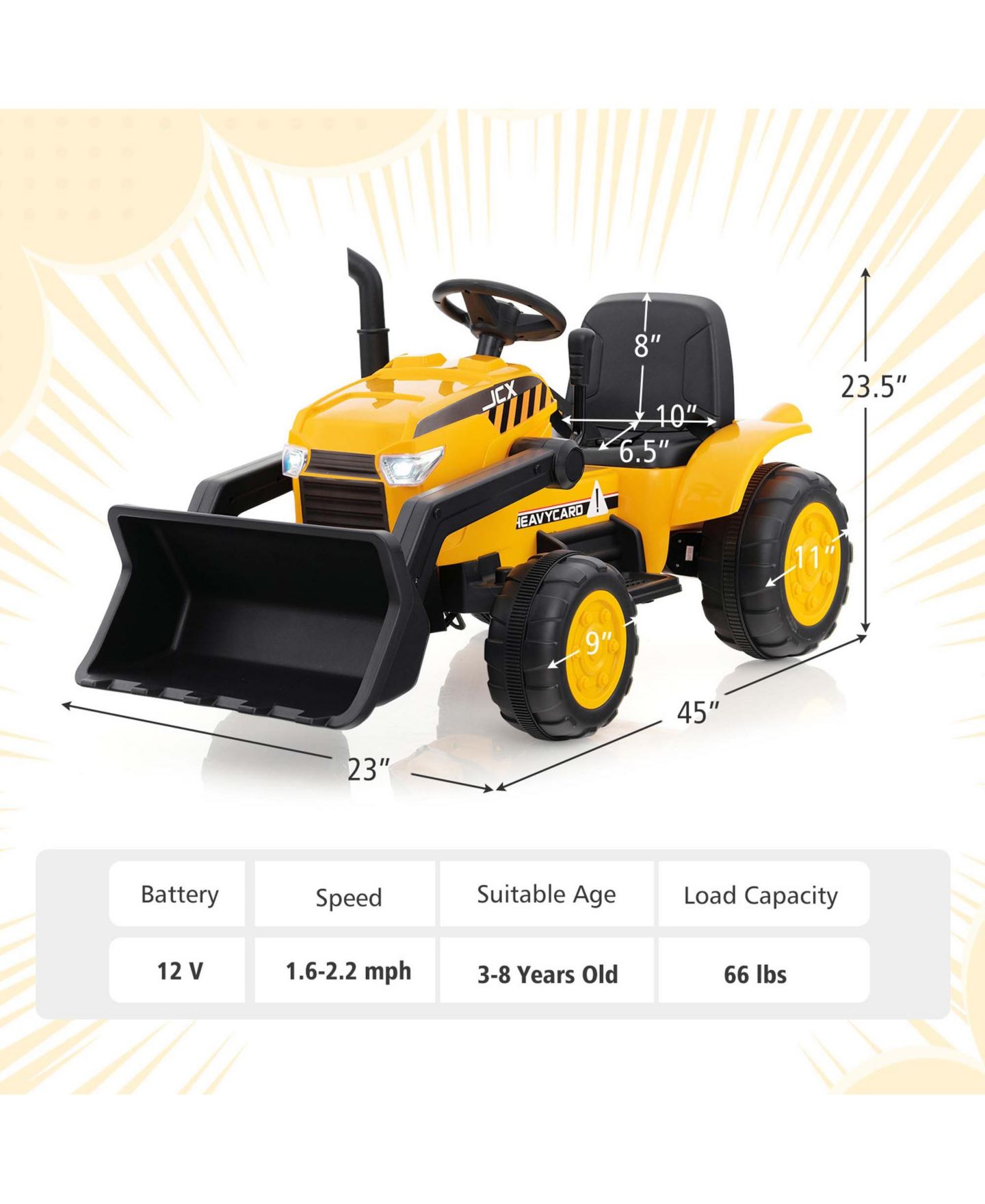 Детская игрушка Costway 12V Remote Control Electric Ride On Excavator, 66 lbs, 3–8 лет, цвет: Жёлтый — фото 11