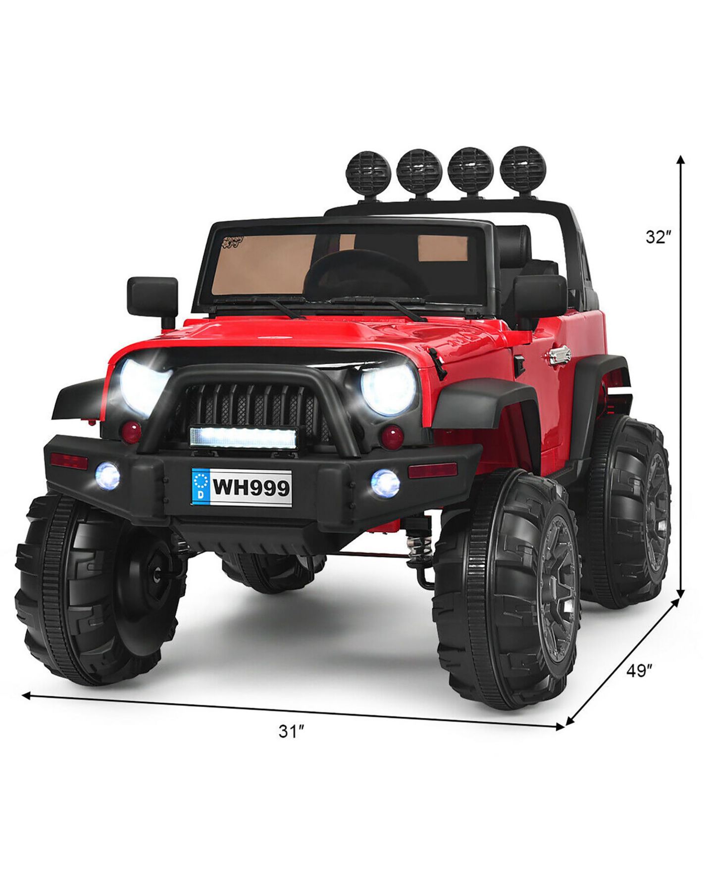 Детская игрушка Costway 12V Kids Ride On Truck with LED Lights and Bluetooth Remote Control, 66 lb. Capacity, 3–7 лет, цвет: Красный — фото 4