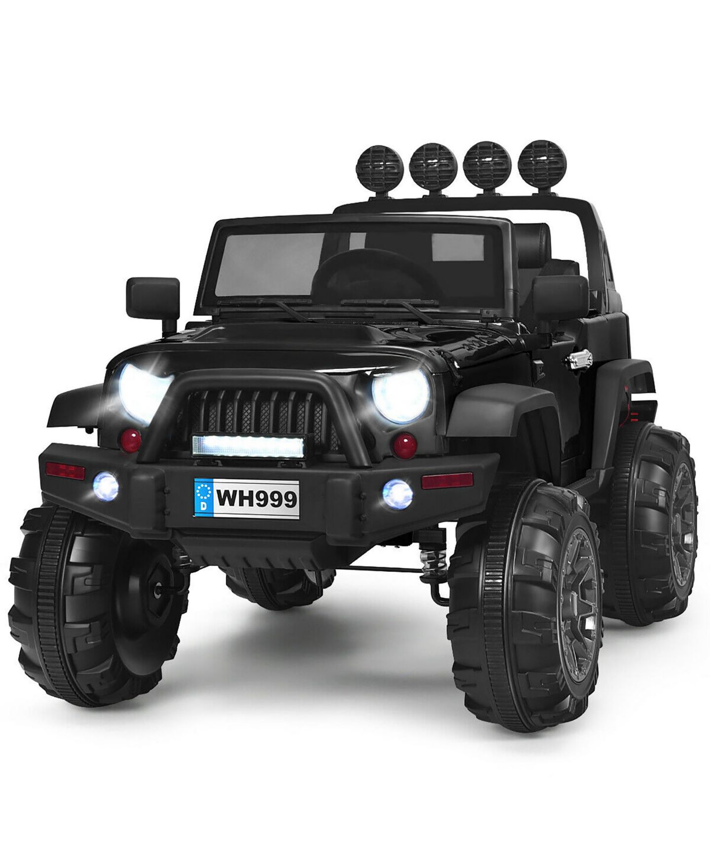 Детская игрушка Costway 12V Kids Ride On Truck Remote Control LED Lights Music, 66 lbs, 3–7 лет, цвет: Чёрный — фото 1