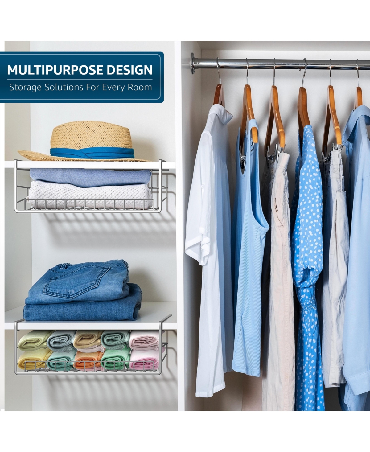 Sorbus 2 Pack Under Cabinet Can Storage Shelf – Pantry Organizer with Divider for Canned Goods