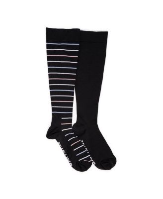 Women's 2 Pair Pack Nylon Compression Knee High Socks, One Wide