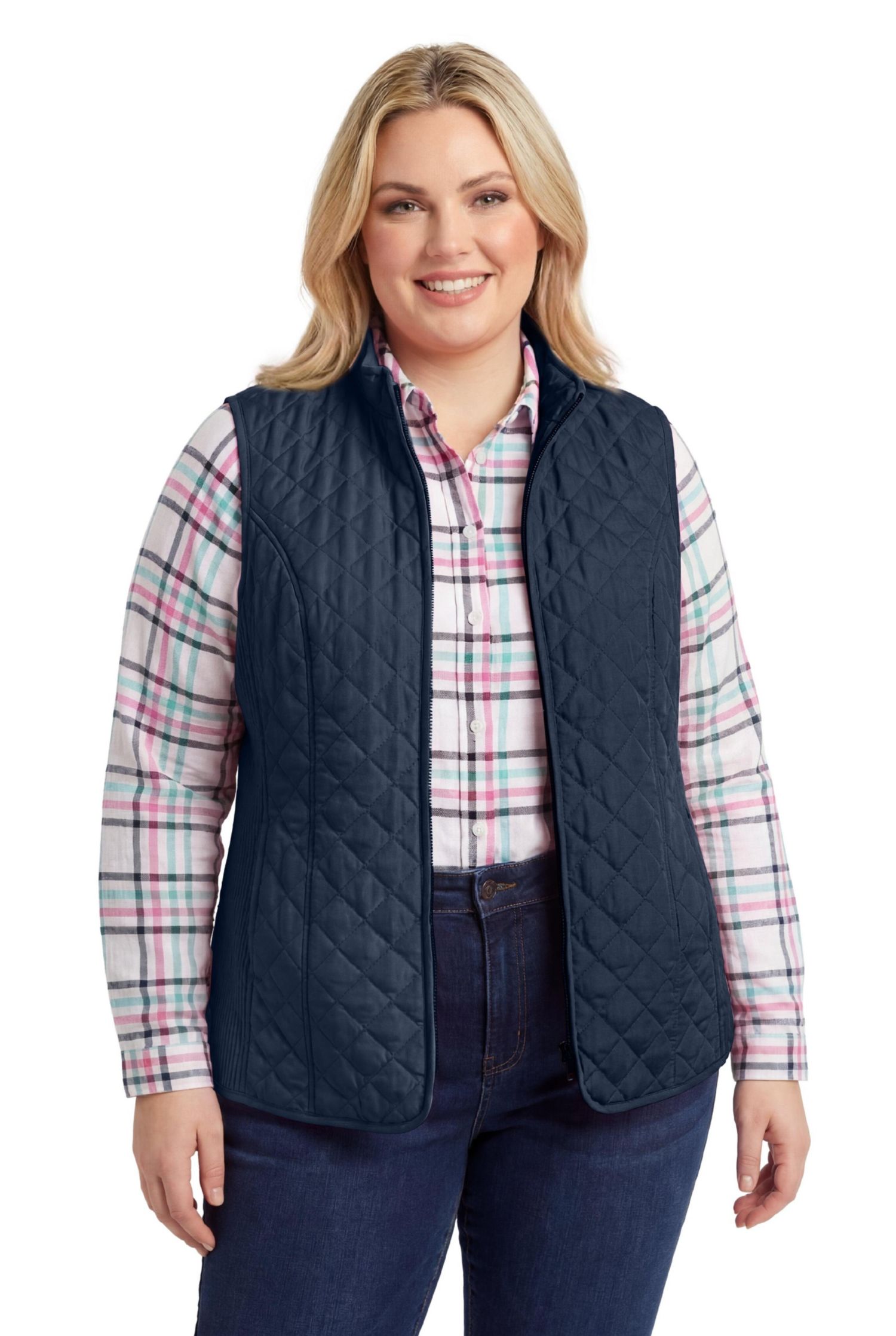 Plus Size Within Zip-Front Quilted Vest