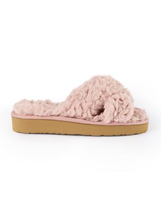 Women's Teddy Crossband Faux Fur Slippers