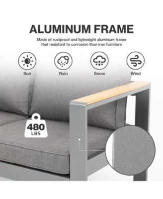 Patio Furniture Loveseat - All-Aluminum Sofa Couch with Upgraded Frame, Wider Design, and Thick Cushions for Outdoor Comfort.