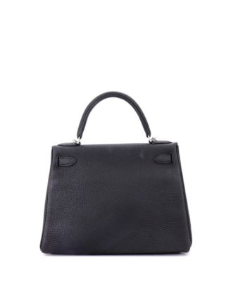 Kelly 28 Handbag Black Togo with Palladium Hardware