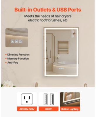 Recessed Lighted Cabinet with Dual Mirrors for Bathroom Storage