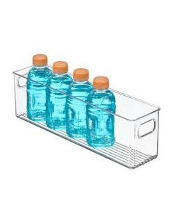 Plastic Stackable Pantry Bin with Handles, Set of 4, Clear, Made in USA