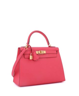 Pre-Owned HERMES Kelly 28 Handbag Pink Epsom with Gold Hardware