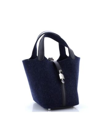 Pre-Owned HERMES PM Picotin Lock Bag Felt with Leather