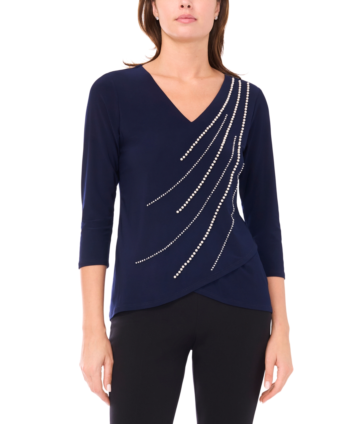 Msk Women's V-Neck Asymmetrical Top