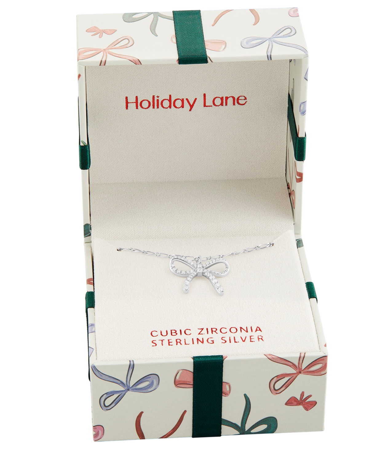 Holiday Lane Bow Pendant Necklace in Sterling Silver, Macy's Exclusive