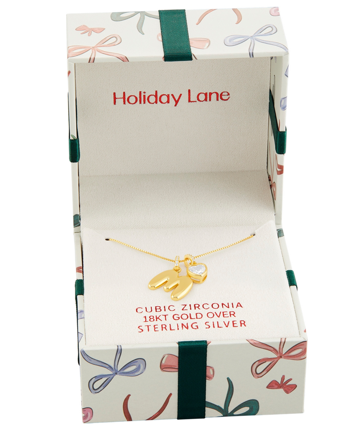 Holiday Lane Letter Initial Charm Necklace in Gold Over Sterling Silver, Macy's Exclusive