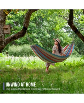 Brazilian Double Hammock - Extra-Long Two Person Portable Hammock Bed for Indoor or Outdoor Spaces - Hanging Rope, Carrying Pouch Included