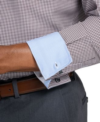 Men's Spread Collar Plaid Dress Shirt