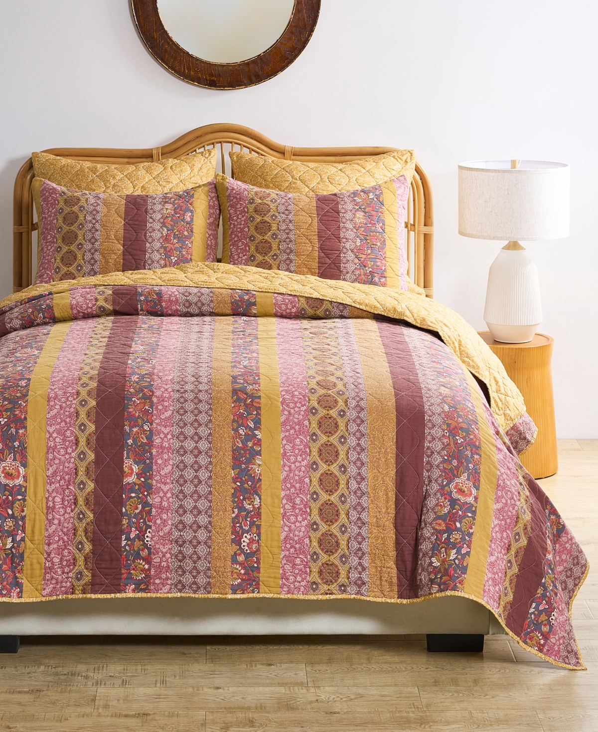 Greenland Home Fashions Marigold Vintage Boho 3-pc. Quilt Set, Full/queen In Brown