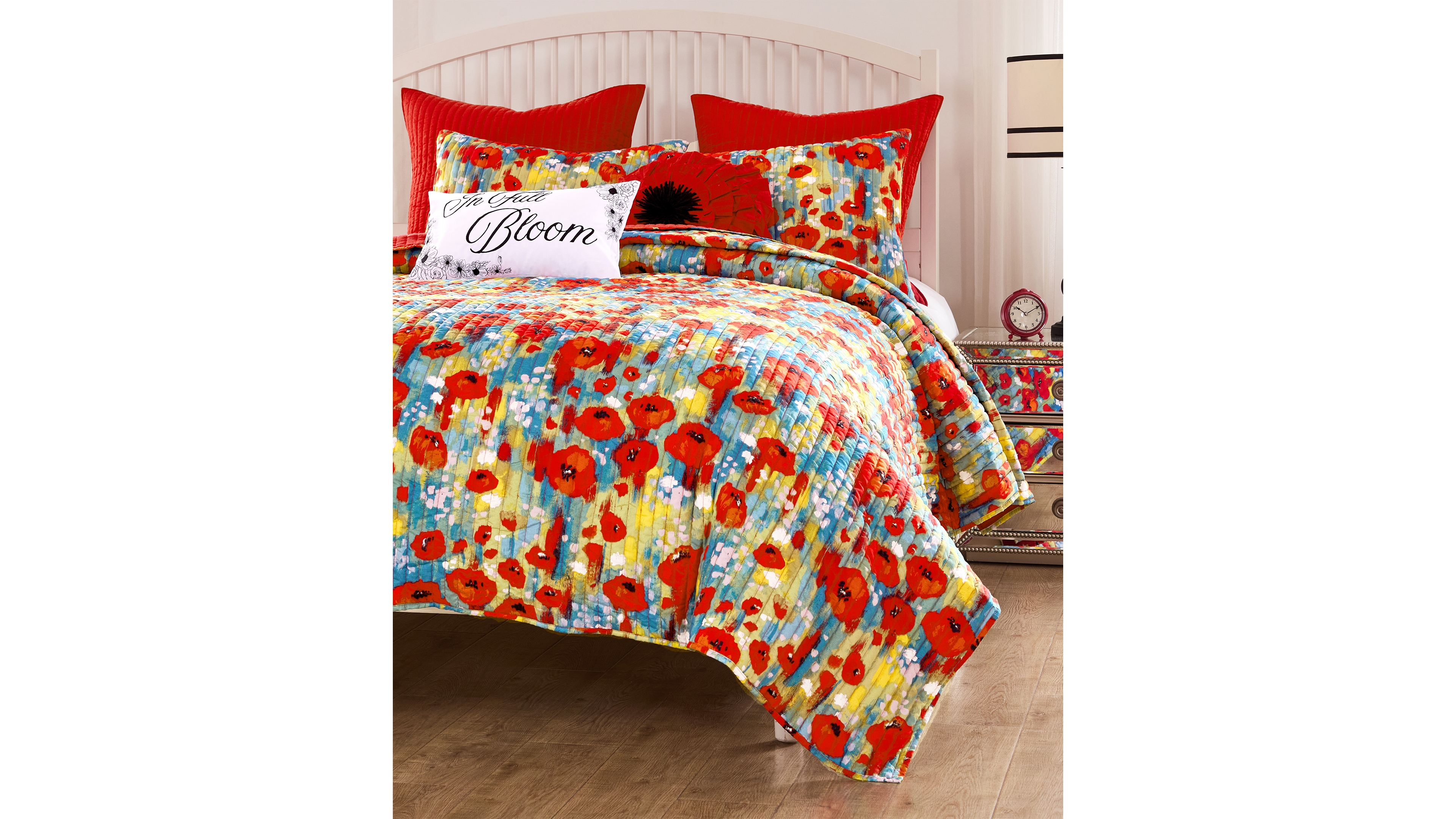 Greenland Home Fashions Poppies Modern Floral 2-Pc. Quilt Set, Twin