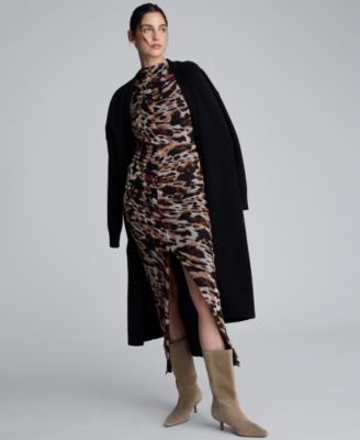 Women's Pull-On Front Slit Midi Skirt