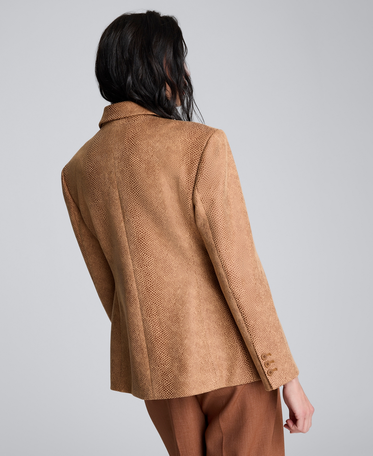 Kenneth Cole Snake Embossed Three Button Contoured Jacket In Brown