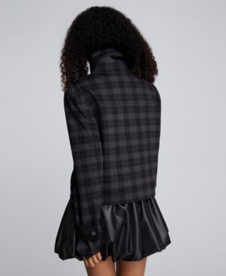 Women's Plaid Pattern Cropped Jacket