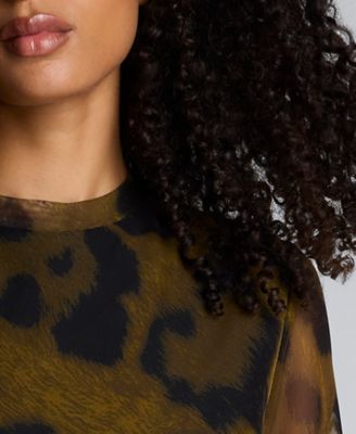 Women's Long Sleeve Modern Printed Midi Dress