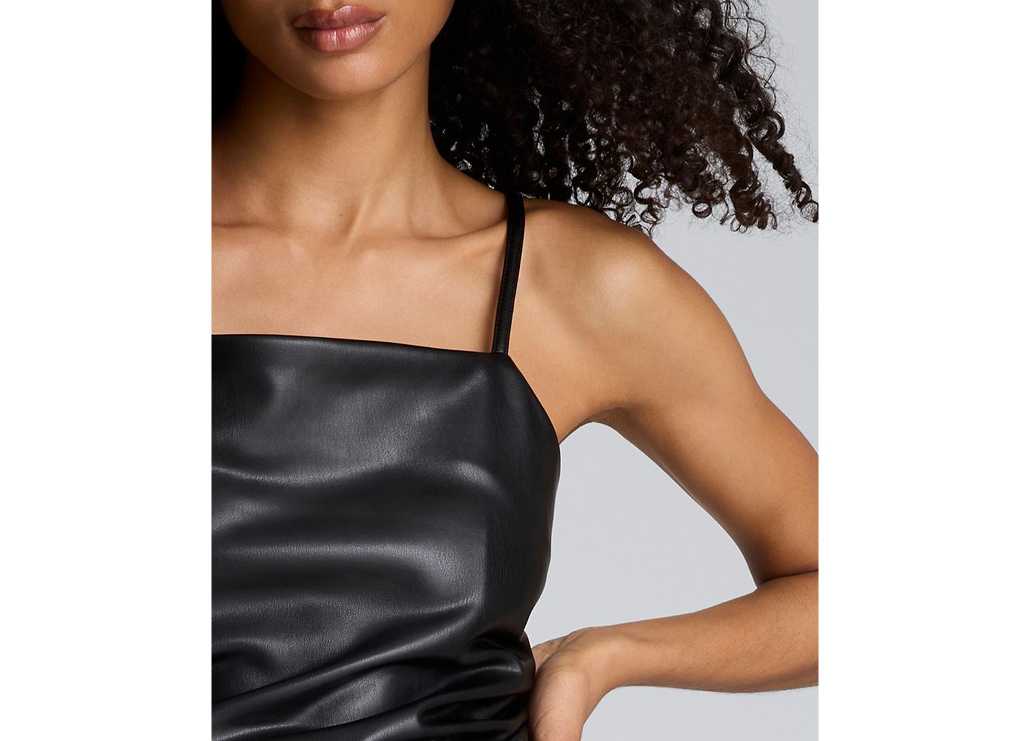 Women's Faux Leather Modern Sleeveless Midi Dress