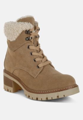 Womens Madoka Fur Collar Chunky Ankle Boots