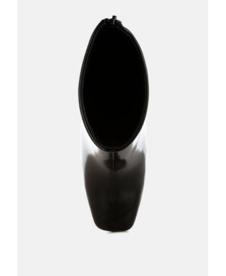 Womens Kostaka Patent Square Toe Ankle Boots