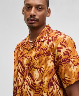 Men's Relaxed-Fit Zebra Camp Shirt, Macy's Exclusive