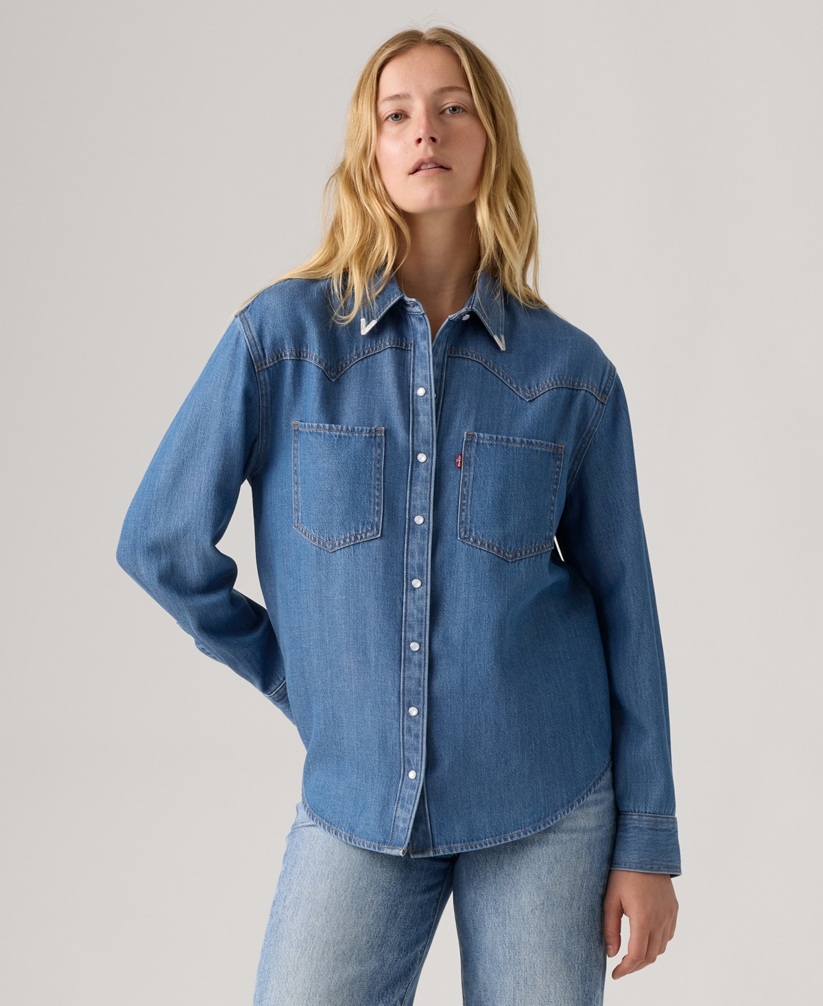 Levi's Women's Teodora Western Long Sleeve Shirt In Blue