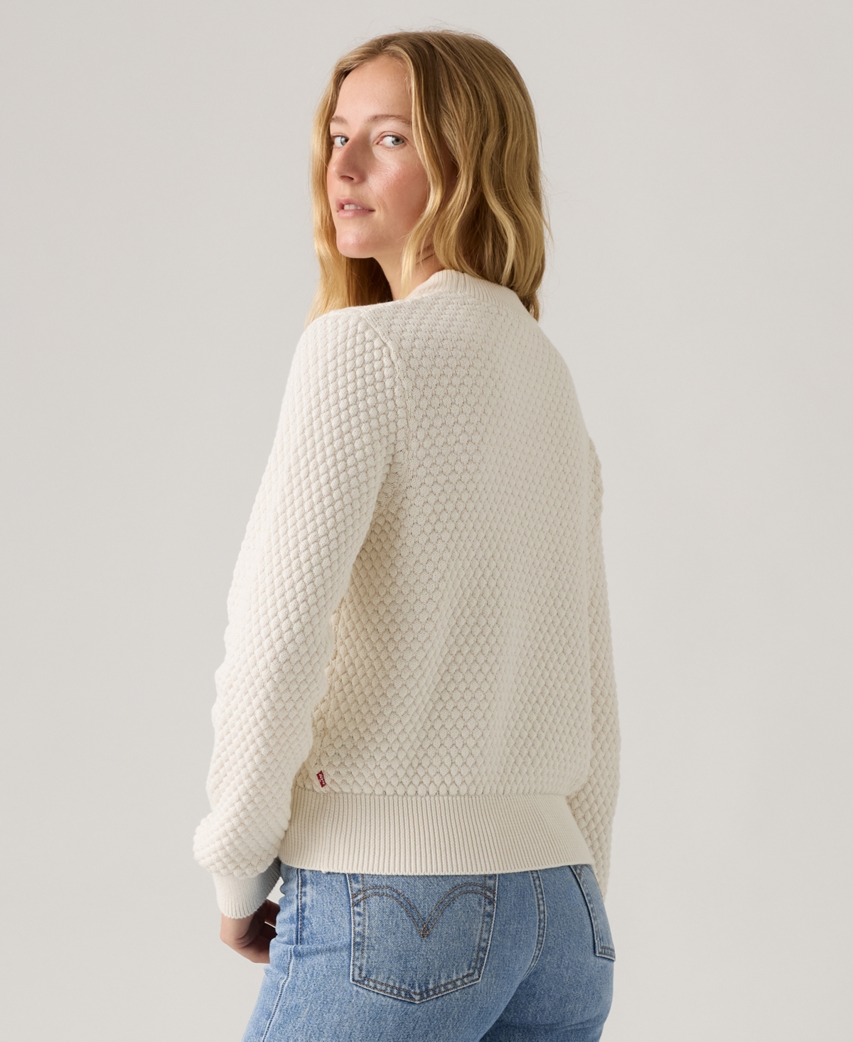 Levi's Women's Snowflake Crewneck Long Sleeve Sweater In White