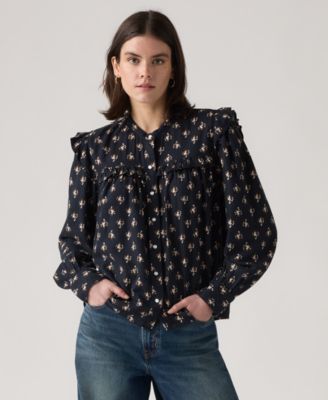 Women's Gianna Long Sleeve Ruffle Trim Blouse