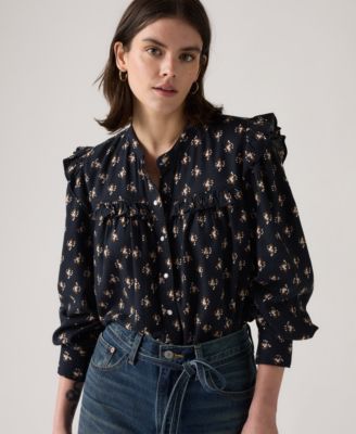 Women's Gianna Long Sleeve Ruffle Trim Blouse