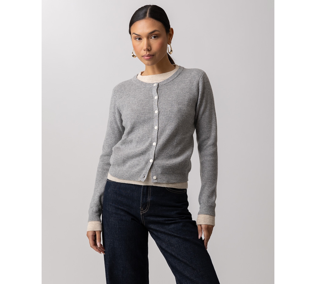 Line & Dot Women's Eton Peplum Pull-on Sweater In Gray