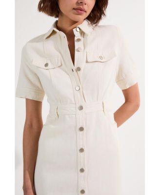 Women's Denim Midi Shirt Dress