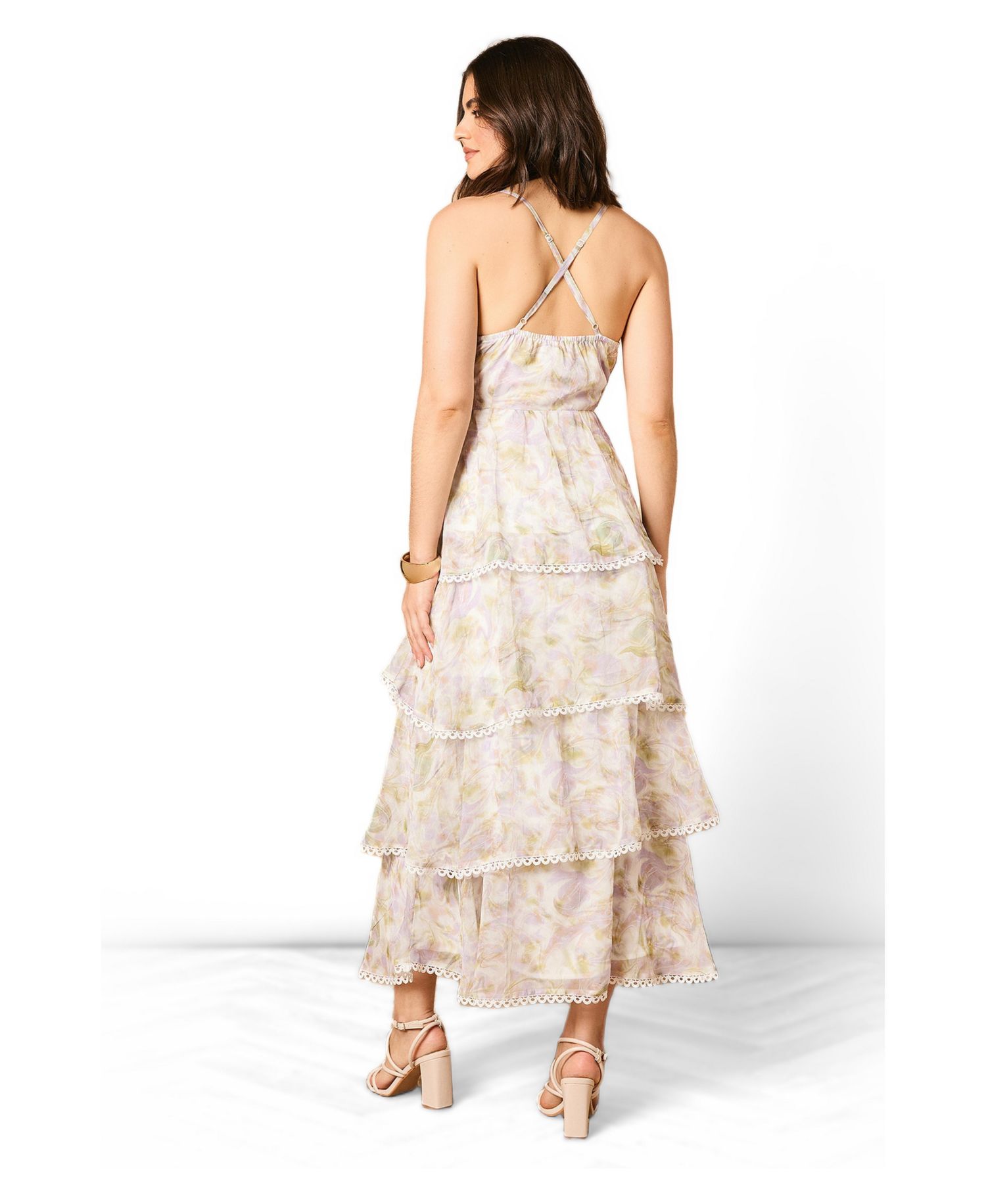 Women's Tiered Spaghetti Strap Maxi Dress
