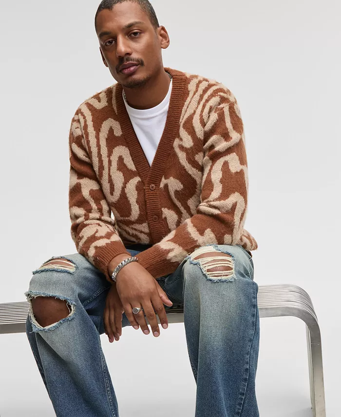 Men's Swirl V-Neck Cardigan - thumbnail 5