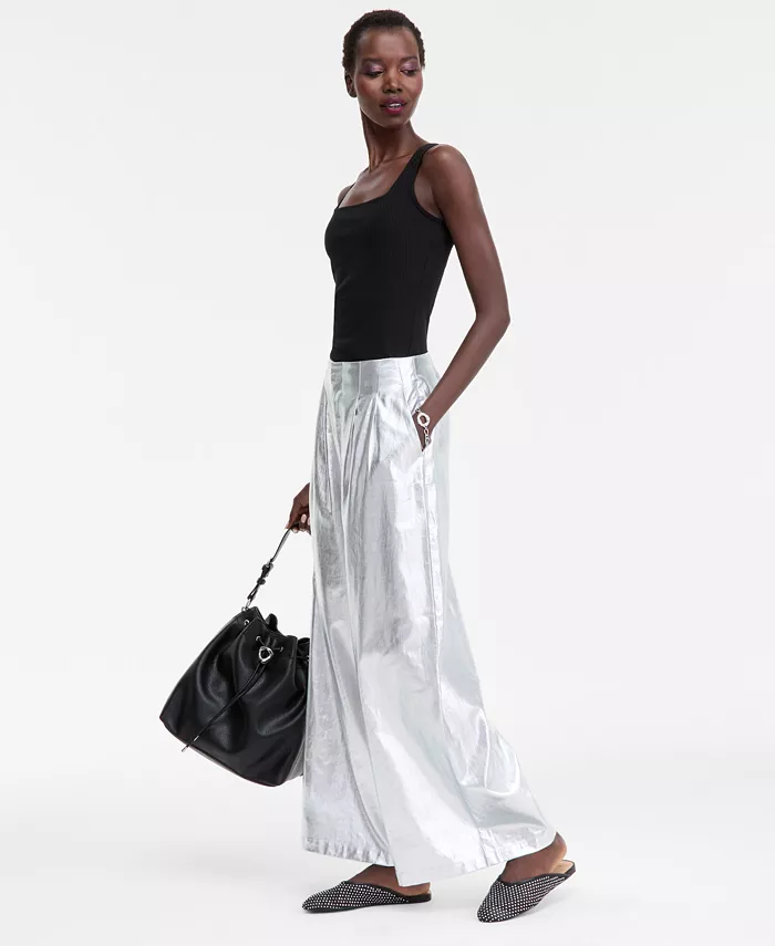 Women's Metallic Wide-Leg Pants - thumbnail 4