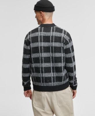 Men's Relaxed-Fit Plaid Zipper Sweater, Macy's Exclusive