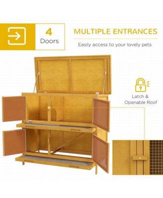 Wooden Bunny Hutch with Ramp, Indoor/Outdoor,