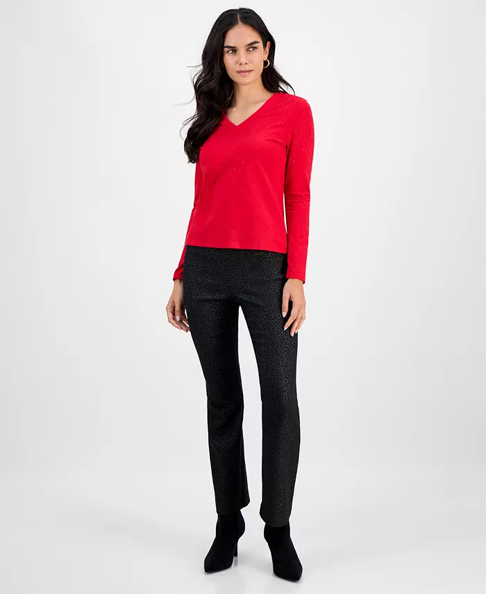 Petite Embellished V-Neck T-Shirt - thumbnail 4