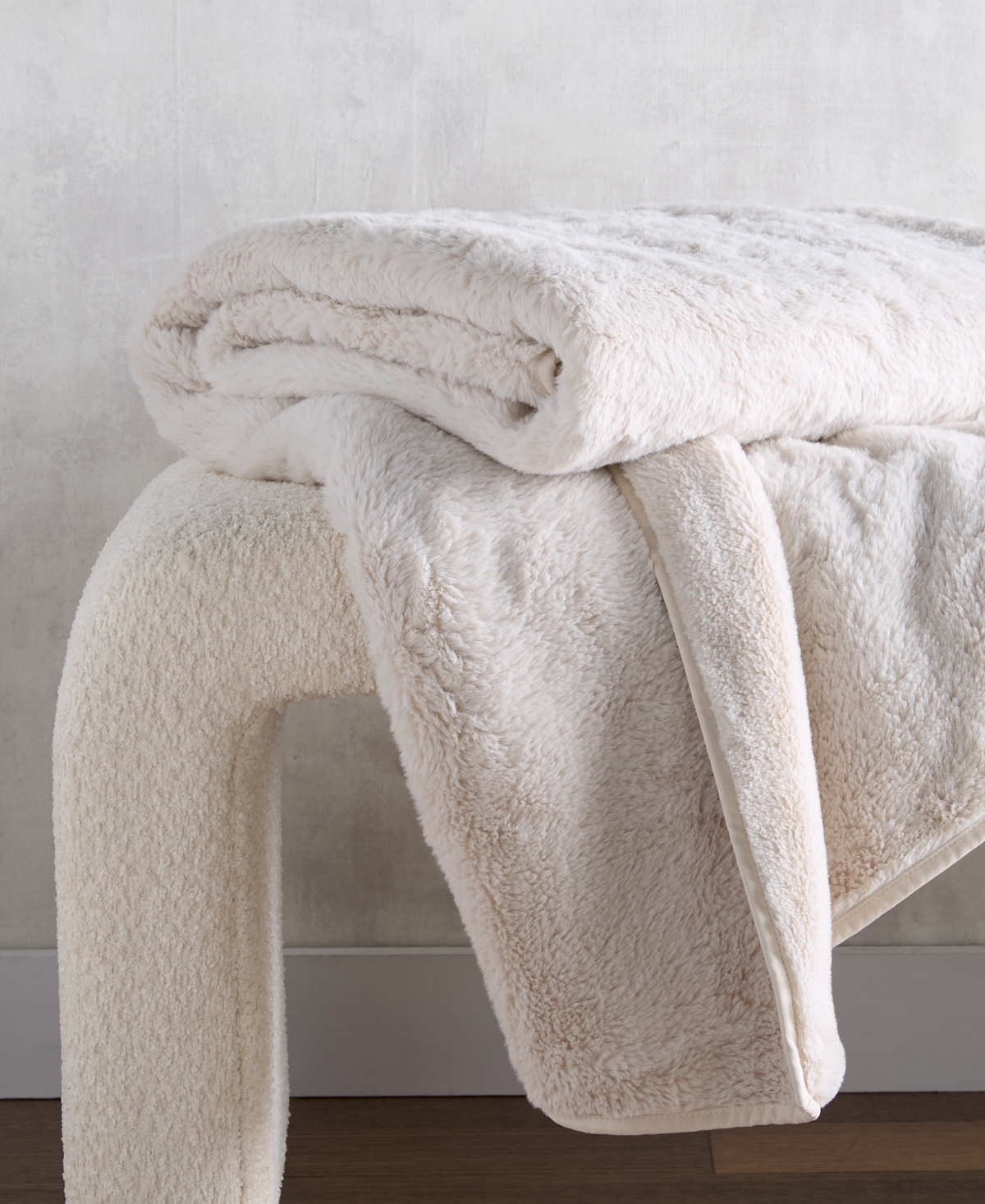 Hotel Collection Double-sided Faux-fur Throw, 50" X 70", Macy's Exclusive In White