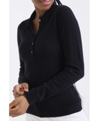 Women's Amaya Button 100% Cashmere Polo Top