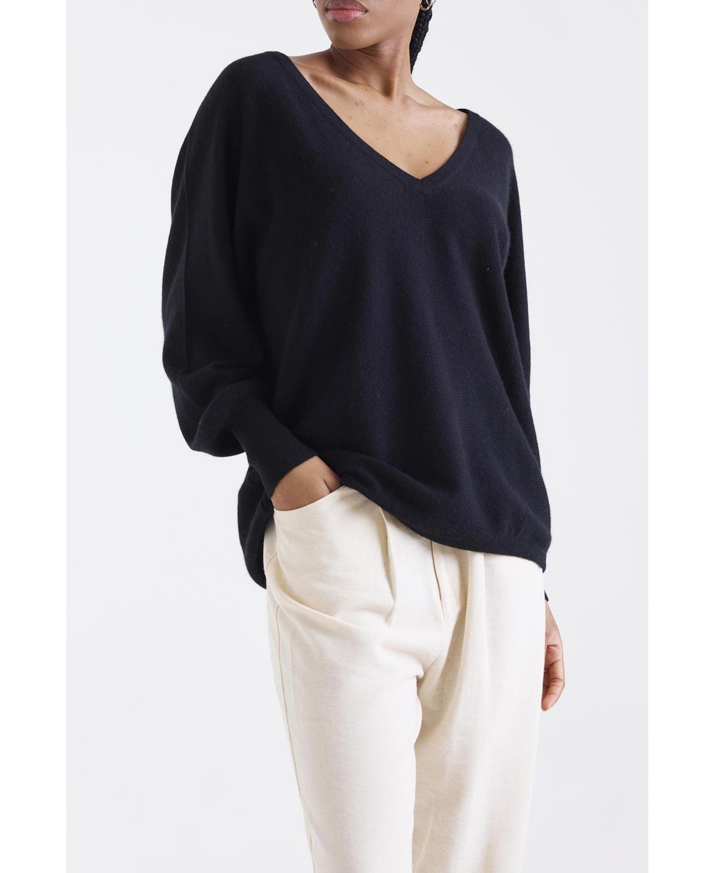 Женский свитер 1982 Paros V-Neck 100% Cashmere, цвет: Чёрный — фото 8
