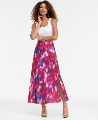 Women's Printed Satin Midi Skirt, Macy's Exclusive
