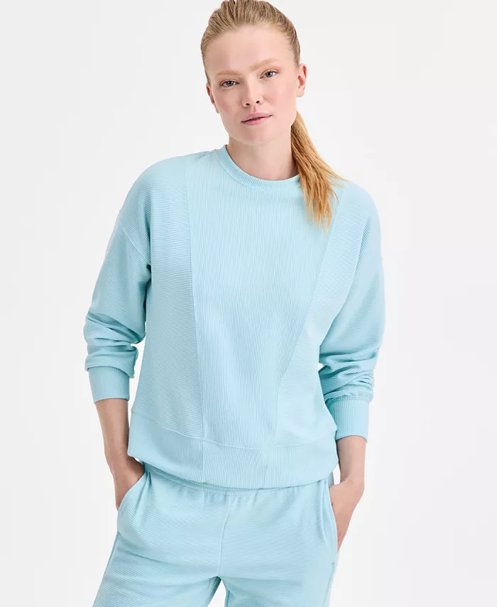 Women's Ribbed Knit Crewneck Sweatshirt - thumbnail 10