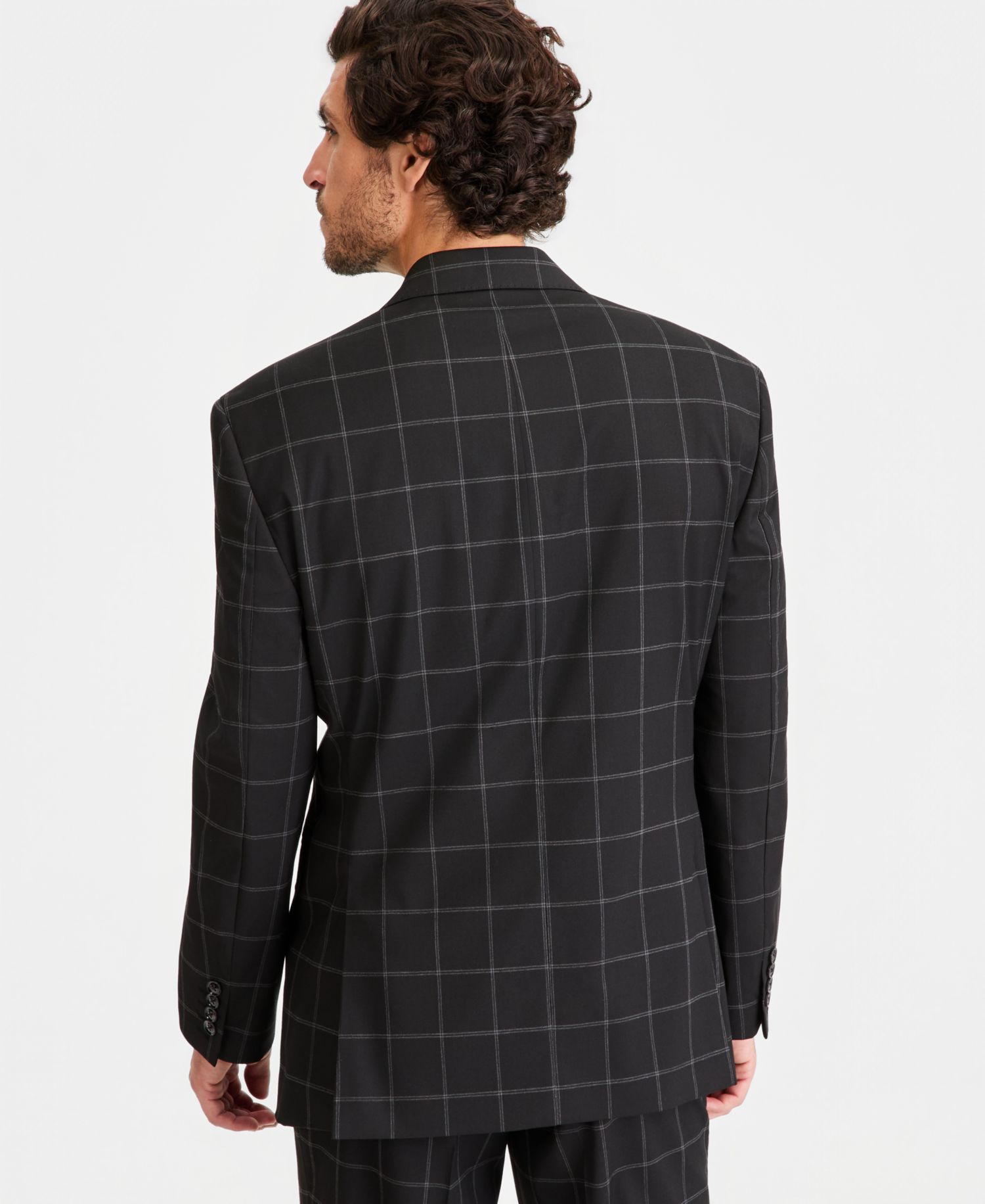 Men's Classic-Fit Windowpane Suit Separates Jacket
