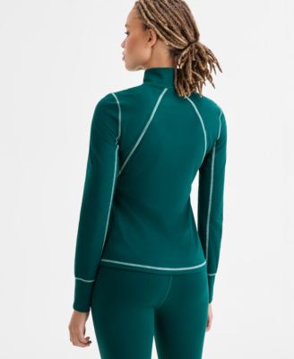 Women's Studio Quarter-Zip Contrast-Stitch Top, Macy's Exclusive