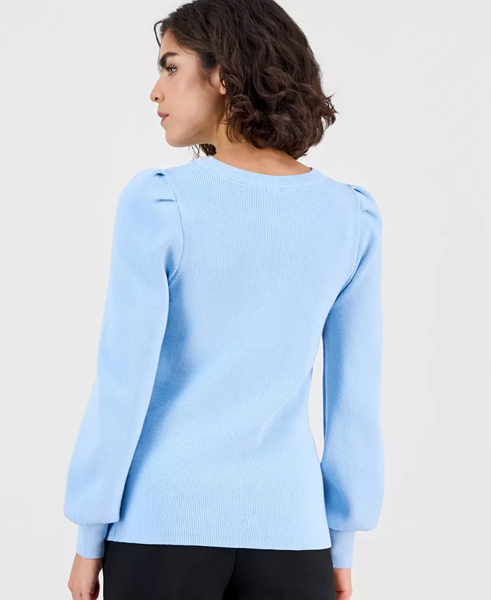 Women's High-Crewneck Long-Puff-Sleeve Sweater - thumbnail 2